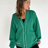 Scuba Piping Cardi- Green/Cream