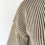 Two Tone Crewneck Sweater- Brown