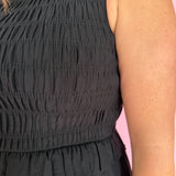 Smocked Bodice Midi Dress- Black - Ana Patricia Boutique