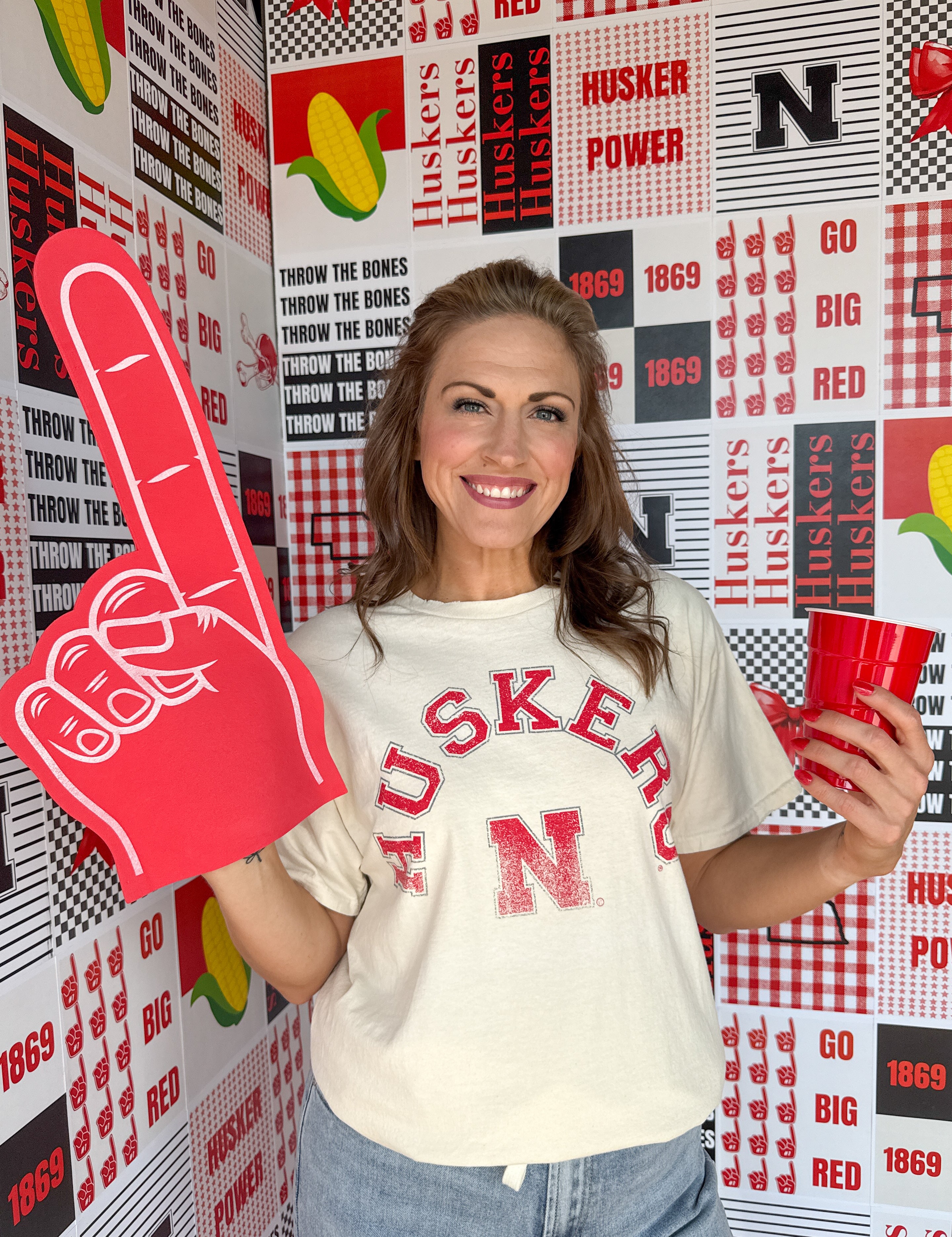 Nebraska Huskers Mega Arch Tee- Off White - Ana Patricia Boutique