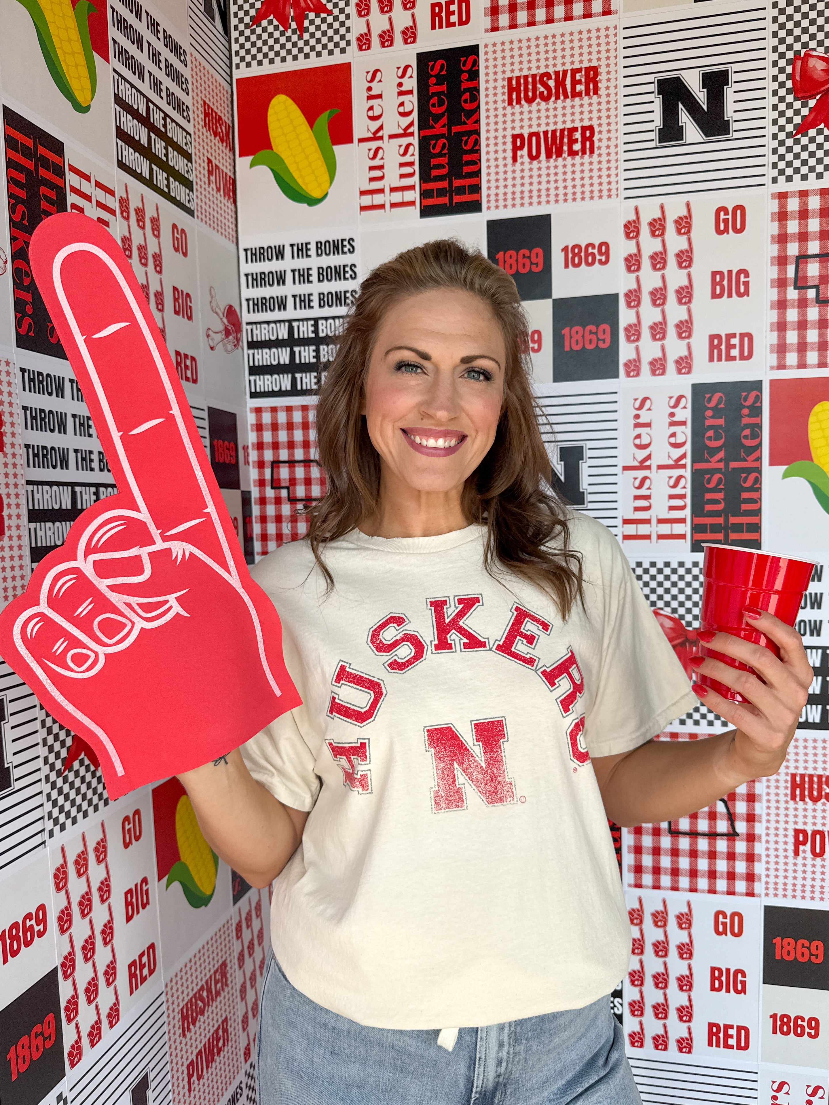 Nebraska Huskers Mega Arch Tee- Off White - Ana Patricia Boutique