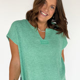 The Lucy V Neck Short Sleeve Top- Mint