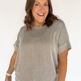 Corded Ribbed Top- Mocha