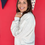 USA Patchwork Crewneck- Grey - Ana Patricia Boutique