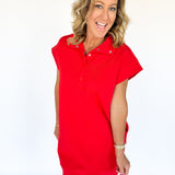 Solid Jersey Dress -Red