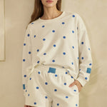 Polka Dot Cropped Crewneck: Blue/White - Ana Patricia Boutique