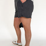 Mineral Wash Terry Short-Black - Ana Patricia Boutique