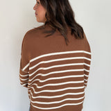 Oversized Stripe Sweater- Deep Camel