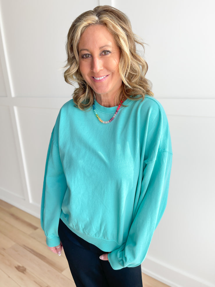 Comfort Crush Pullover- Turquoise