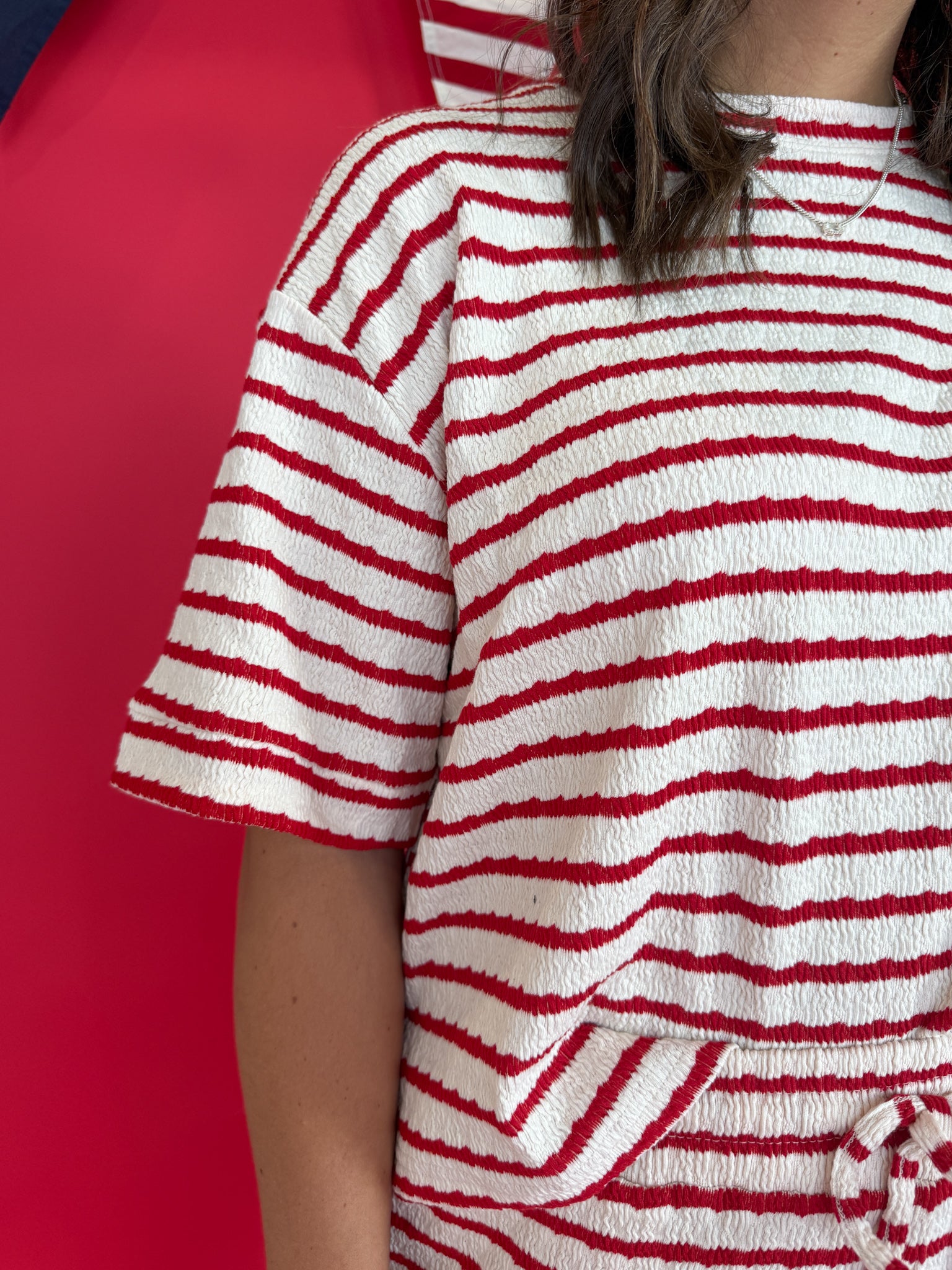 Striped Two-Piece Set- Red - Ana Patricia Boutique