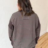 Contrasting Stripe Top- Brown