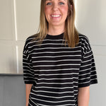 Oversized Stripe Top- Black - Ana Patricia Boutique