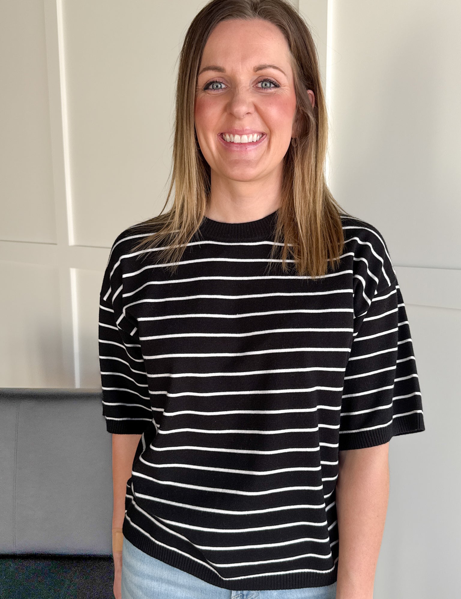 Oversized Stripe Top- Black - Ana Patricia Boutique