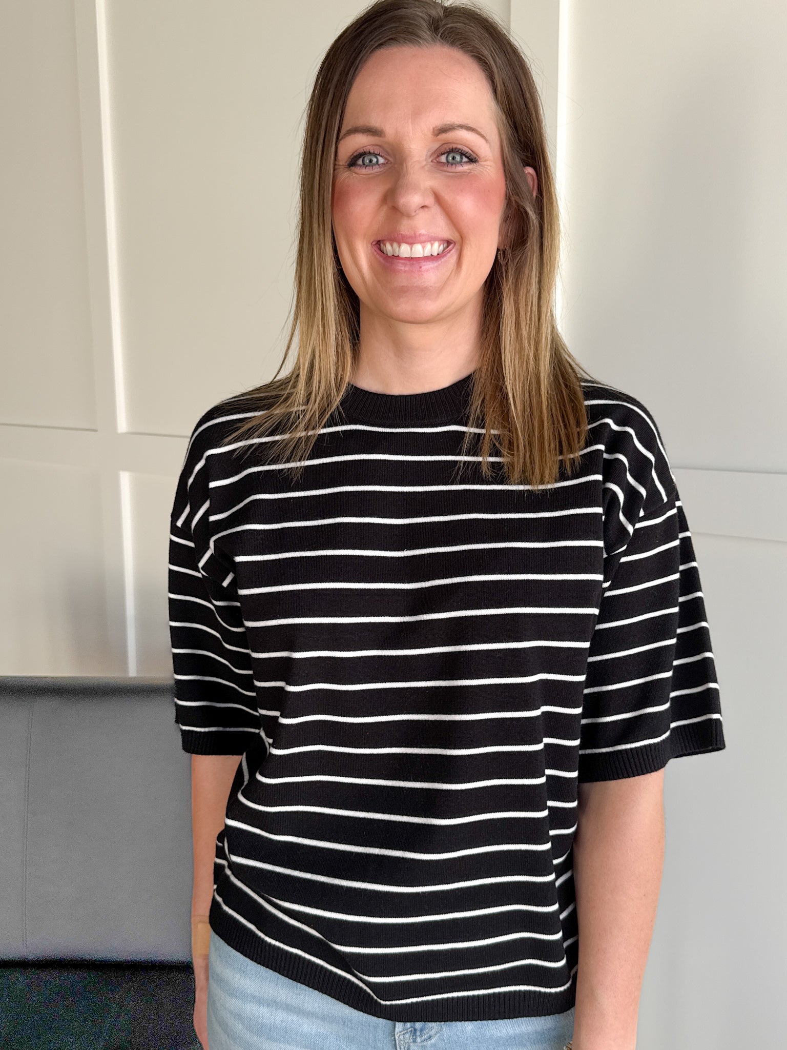 Oversized Stripe Top- Black - Ana Patricia Boutique