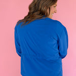 Peplum Windbreaker Jacket- Blue - Ana Patricia Boutique