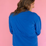 Peplum Windbreaker Jacket- Blue - Ana Patricia Boutique