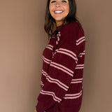 Double Stripe Sweater- Burgundy