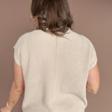 Ribbed Mock Neck Sweater-Sand