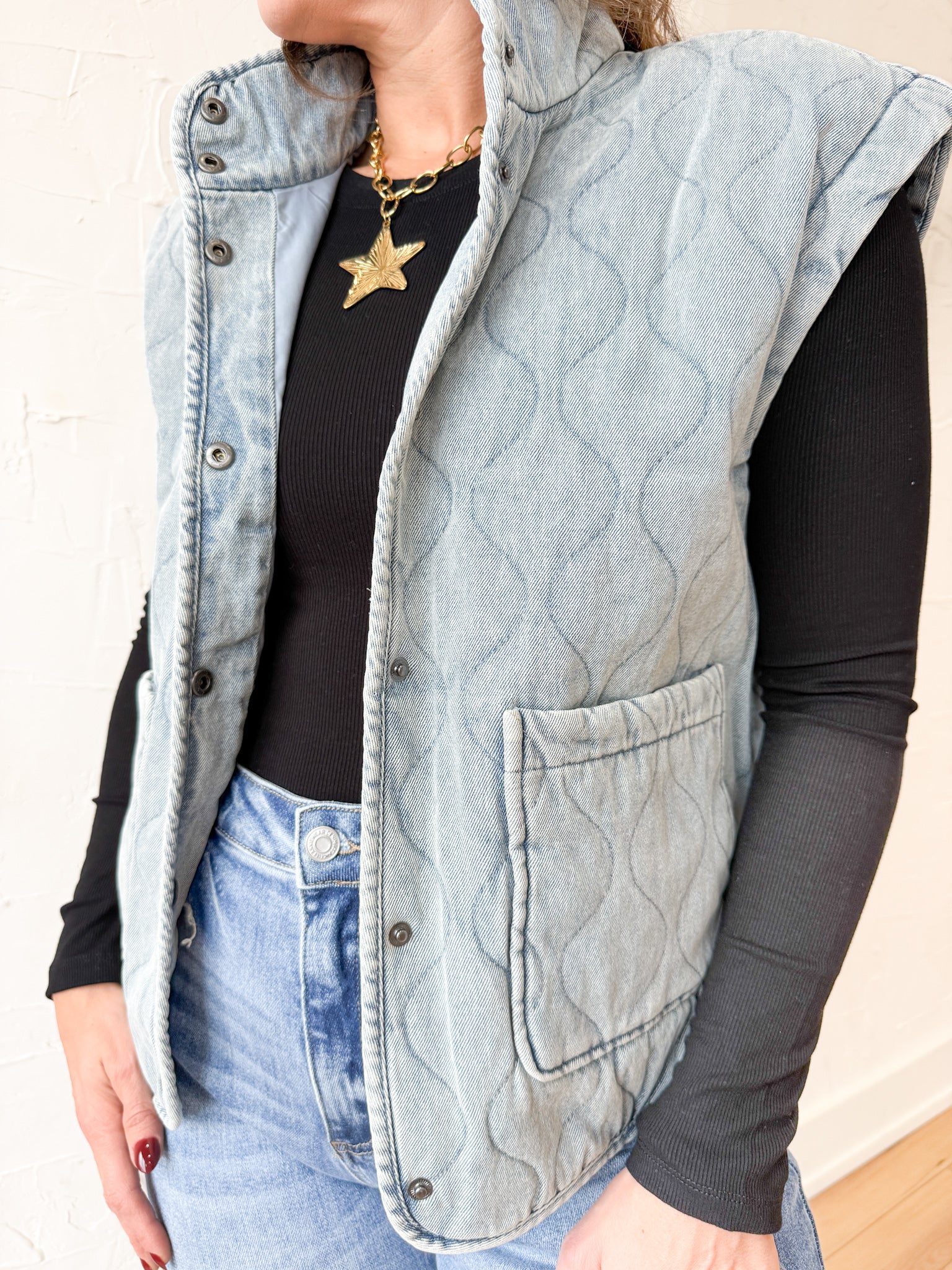 Denim Quilted Vest - Ana Patricia Boutique