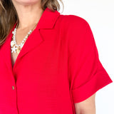 Button Down Midi Dress- Red