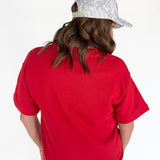 Crew Neck Short Sleeve Top- Red - Ana Patricia Boutique