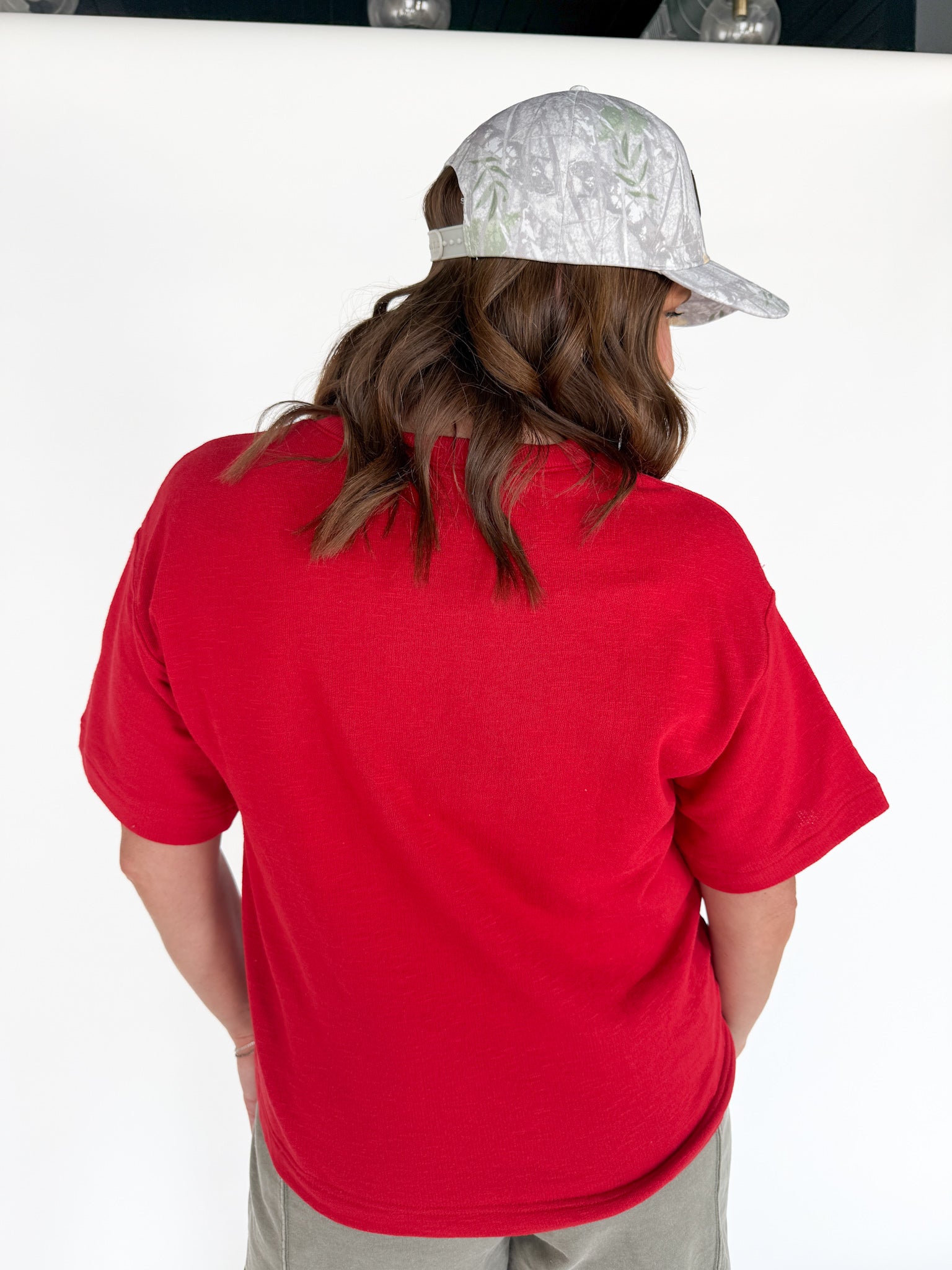 Crew Neck Short Sleeve Top- Red - Ana Patricia Boutique