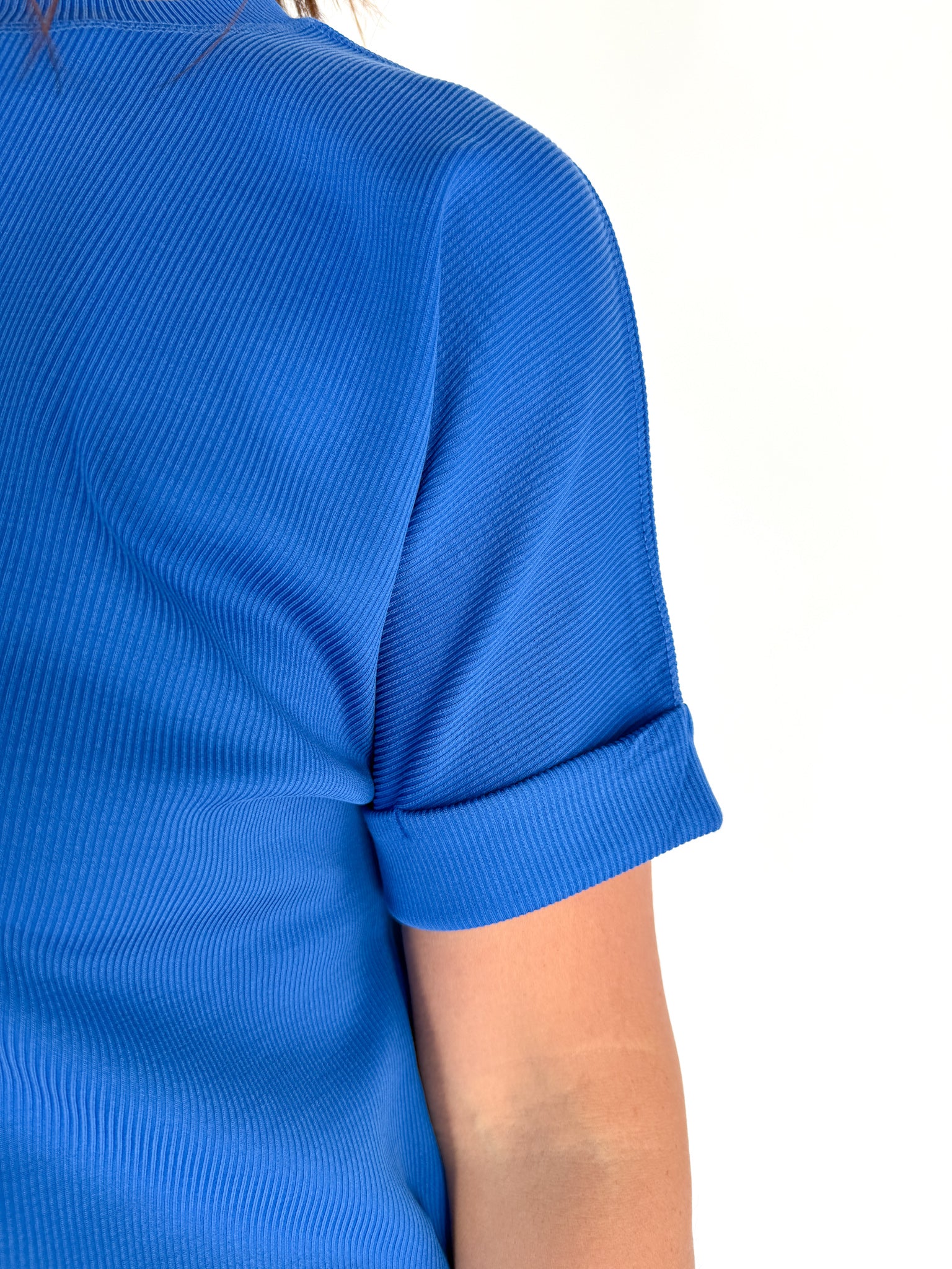 Luxe Ribbed Lounge Tee-Blue - Ana Patricia Boutique