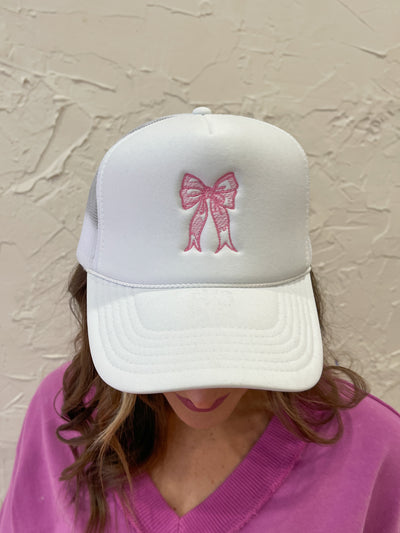 Bow Trucker Hat- White