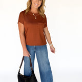 Diamond Jacquard Top- Chestnut