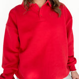Oversized Polo Pullover- Red