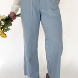 Striped Wide Leg Pants- Blue