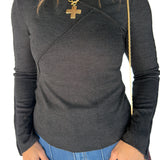 Raglan Long Sleeve Top- Black