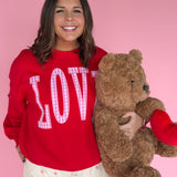 LOVE Patch Pullover- Red