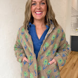 Floral Sherpa Jacket- Mocha