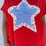 Star Lace Patch Top- Red - Ana Patricia Boutique
