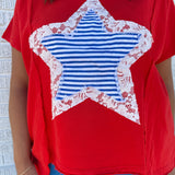 Star Lace Patch Top- Red - Ana Patricia Boutique