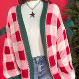 Pink Plaid Cardigan