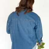 Oversized Denim Shirt Jacket-Dark Wash