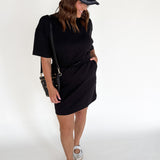 Scuba Short Sleeve Dress- Black - Ana Patricia Boutique