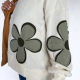 Flower Patchwork Pullover - Ivory/Olive