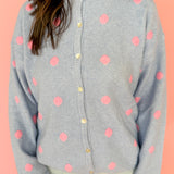 Polka Dot Cardigan- Blue/Pink