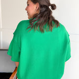 Raw Edge Sweater Top- Green - Ana Patricia Boutique