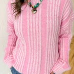 Two Tone Knit Sweater- Pink - Ana Patricia Boutique
