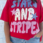 Stars & Stripes Patchwork Top- Red - Ana Patricia Boutique