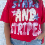 Stars & Stripes Patchwork Top- Red - Ana Patricia Boutique