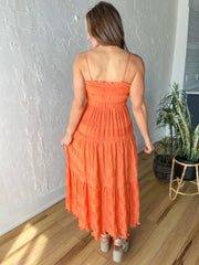 Skyline Stunner Midi Dress- Orange