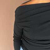 Knit Off Shoulder Top- Black