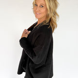Open Front Bat Wing Cardigan- Black