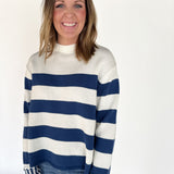 Contrasting Stripe Sweater- Navy