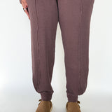 Mineral Wash Waffleknit Pants- Dark Cherry
